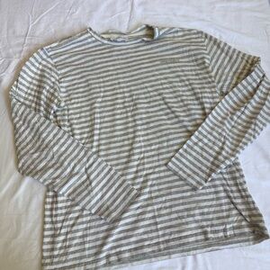 Norse Projects Gray and White Striped Long Sleeve Tee